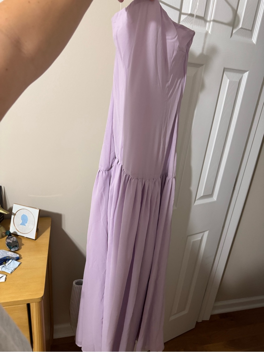Peppermayo Lilac Strapless Maxi Dress with High Slit - Picture 2 of 6
